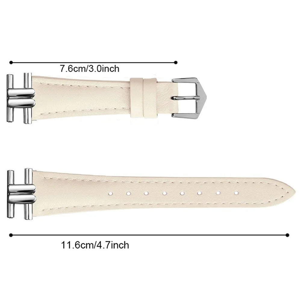 For Huawei Watch GT 5 46mm / Samsung Galaxy Watch3 45mm Band 22mm Genuine Cow Leather Watch Strap with H-shape Connector - Beige - 4