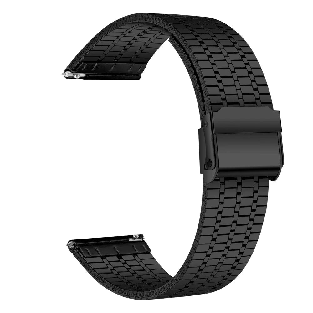 For Huawei Watch GT 5 46mm / Samsung Galaxy Watch3 45mm Band 22mm 7-Bead Stainless Steel Watch Strap - Black - 4