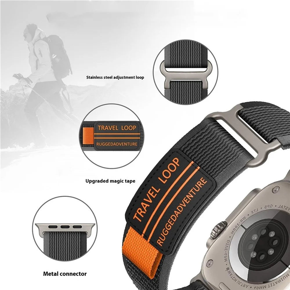Nylon Strap for Samsung Galaxy Watch8 Classic 46mm / Watch8 44mm / 40mm Magic Tape Watch Band with Metal Buckle - Black - 4