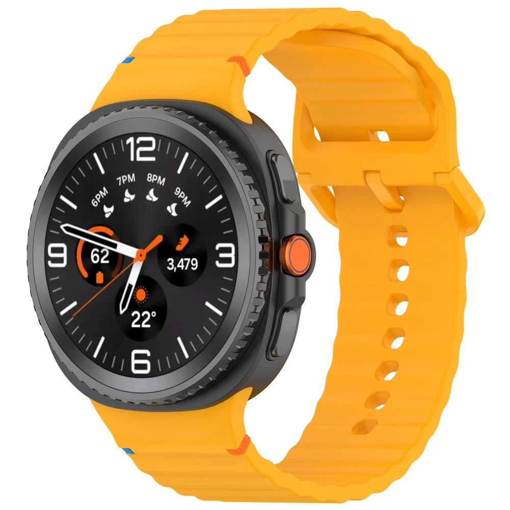 Watch Band for Samsung Galaxy Watch8 44mm / 40mm / Watch8 Classic 46mm Wave Stitching Line Silicone Adjustable Strap - Yellow - 2