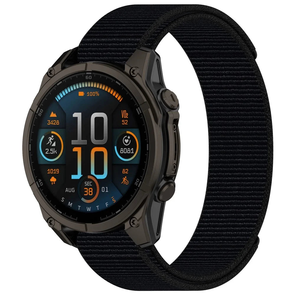 26mm Watch Band for Garmin quatix 8 51mm / Fenix 8 51mm / 7X / 7X Pro 51mm Nylon Magic Tape Replacement Strap - Black - 3