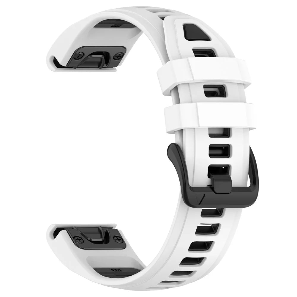 20mm Replacement Strap for Garmin Instinct E 40mm / Fenix 8 43mm / 7S / 7S Pro 42mm Adjustable Silicone Watch Band - White / Black - 3