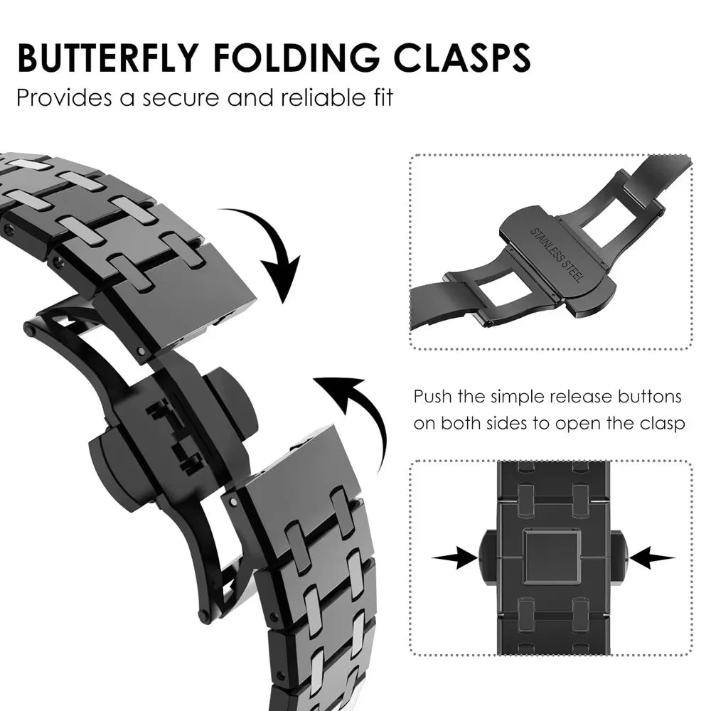 For Huami Amazfit T-Rex 3 A2322 Stainless Steel Watch Band with Butterfly Clasp - Silver - 6