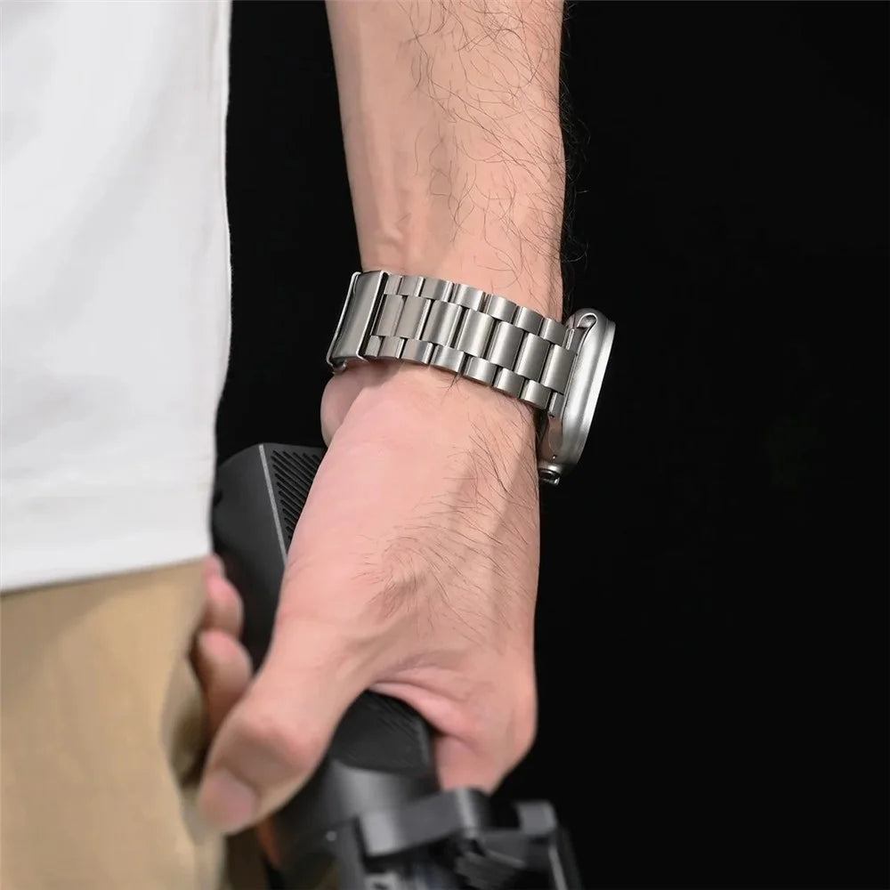 Watch Band for Samsung Galaxy Watch8 44mm / 40mm / Watch8 Classic 46mm Titanium Alloy 3-Bead Wrist Strap - Silver - 6