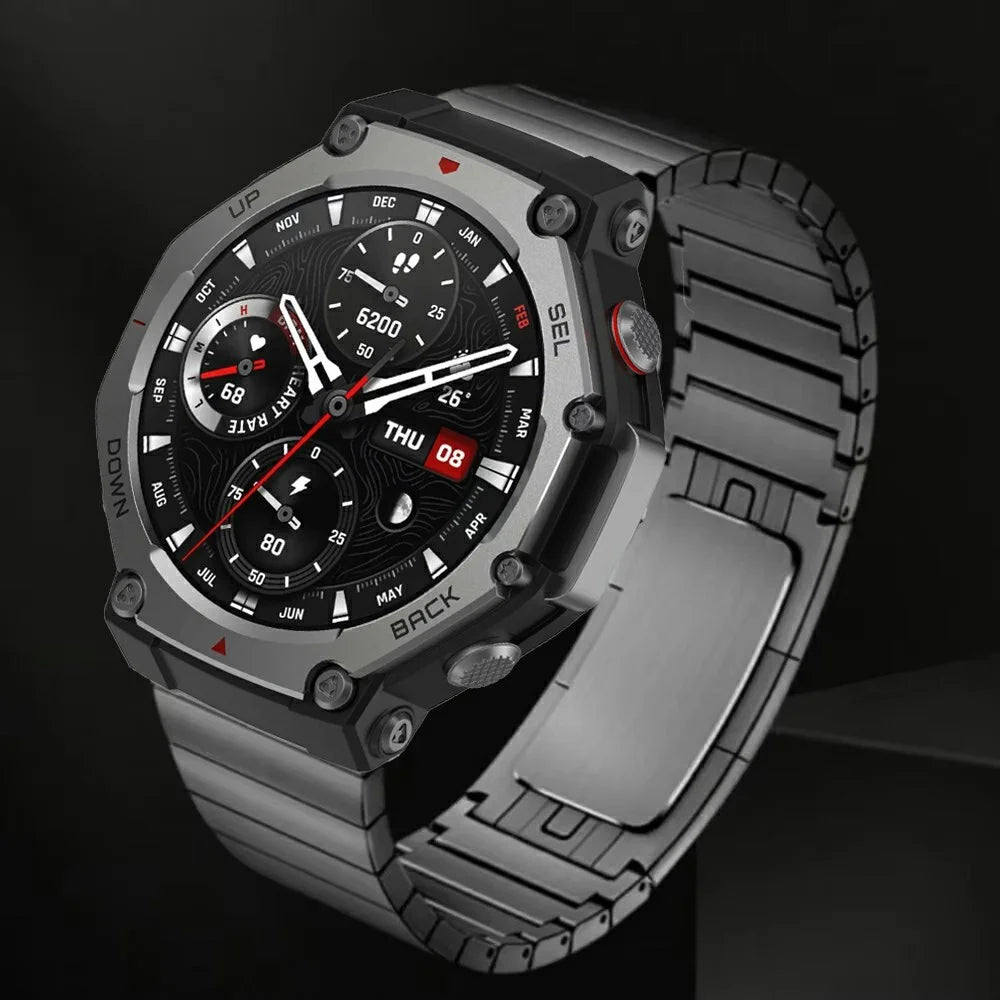 For Huami Amazfit T-Rex 2 Watch Band Titanium Alloy 1-Bead Wrist Strap - Grey - 5