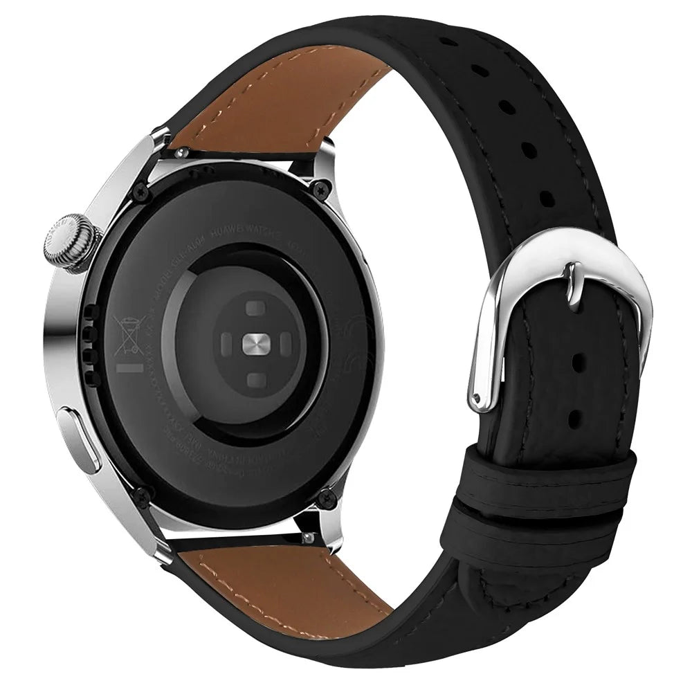 Replacement Strap for Huawei Watch GT 4 46mm Litchi Texture PU Leather Watch Band with Metal Buckle - Black - 1