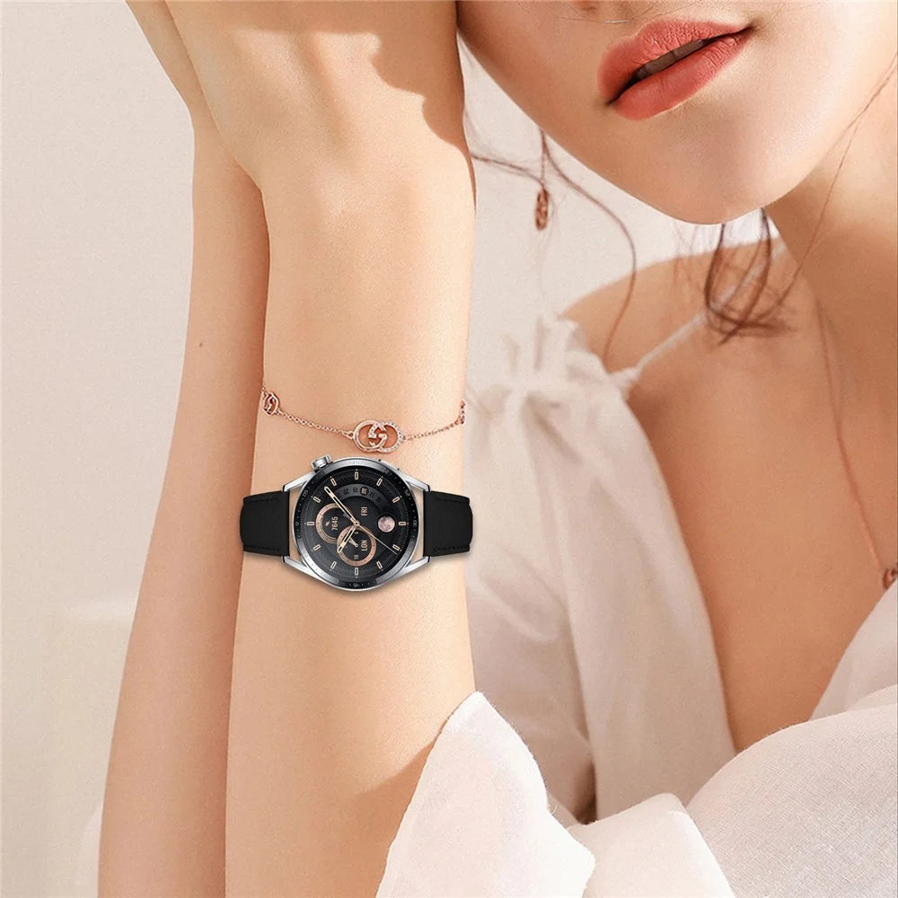 Replacement Strap for Huawei Watch GT 4 46mm Litchi Texture PU Leather Watch Band with Metal Buckle - Black - 5