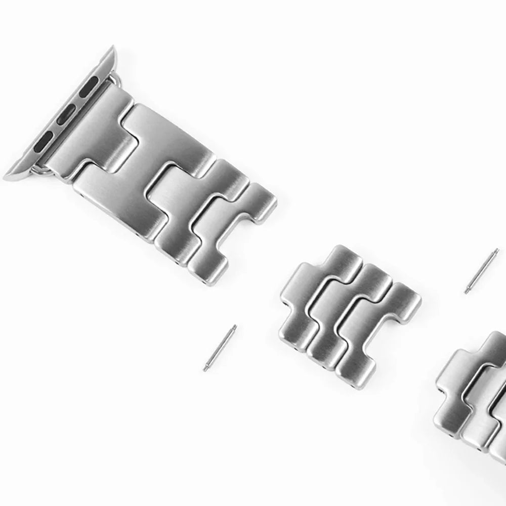 Replacement Strap for Apple Watch Series 11 10 42mm / 9 8 7 41mm / SE3 SE2 SE 6 5 4 40mm / 3 2 1 38mm H Type Metal Watch Band - Silver - 5