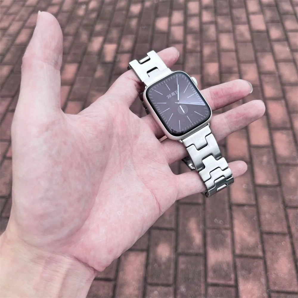 Replacement Strap for Apple Watch Series 11 10 42mm / 9 8 7 41mm / SE3 SE2 SE 6 5 4 40mm / 3 2 1 38mm H Type Metal Watch Band - Silver - 7