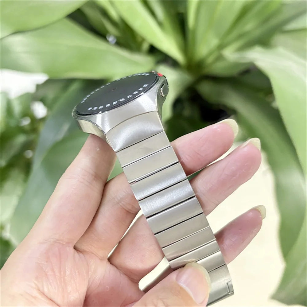 For Huawei Watch 5 46mm Titanium Alloy Watch Band Detachable Curved One-bead Clasp Strap - 4