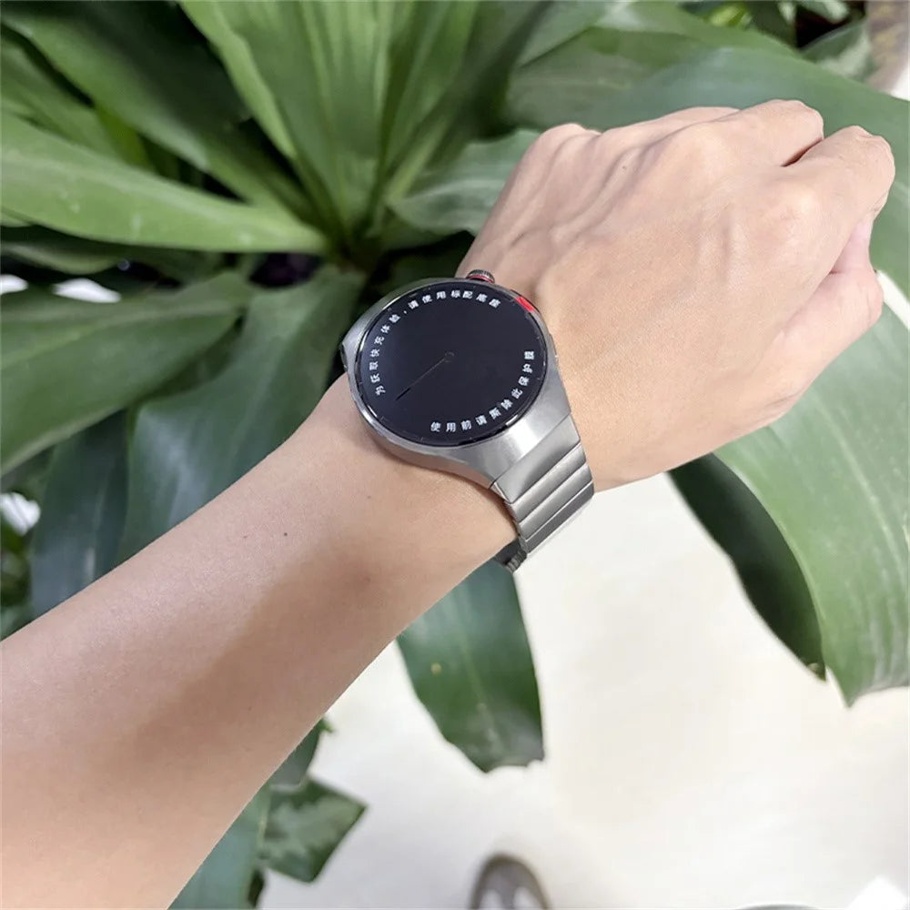 For Huawei Watch 5 46mm Titanium Alloy Watch Band Detachable Curved One-bead Clasp Strap - 5