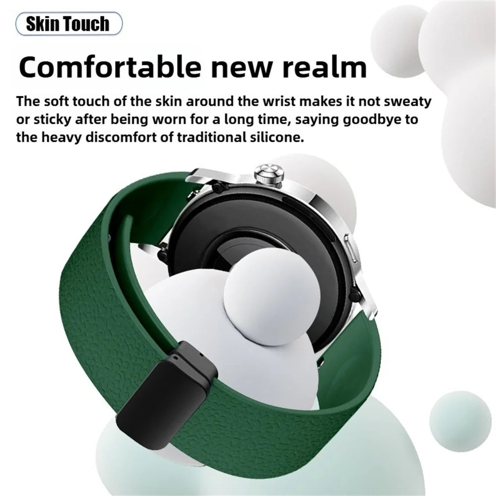 20mm Magnetic Silicone Band for Samsung Galaxy Watch7 44mm / 40mm / Watch6 Classic 47mm / 43mm Litchi Texture Folding Buckle Wrist Strap - Green - 3