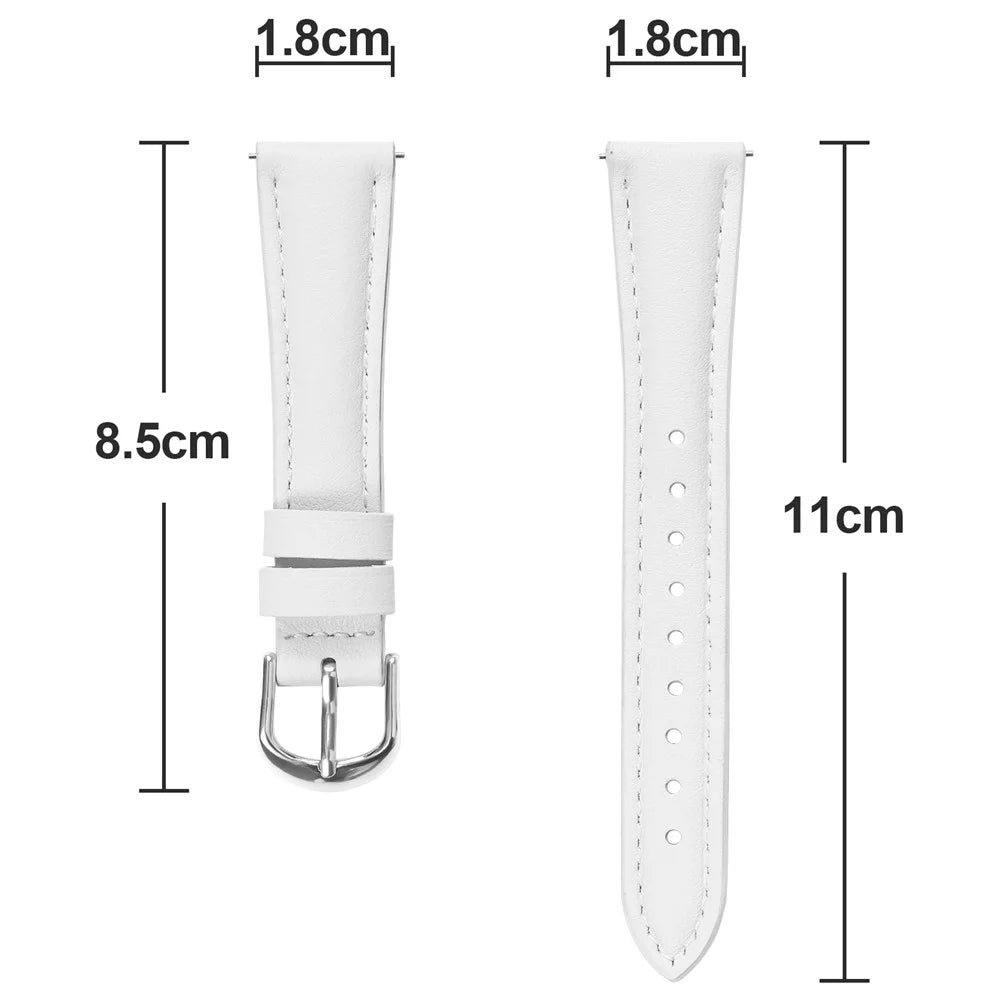 For Huawei Watch GT 5 41mm Watch Band Silver Buckle Slim Leather Strap - White - 6