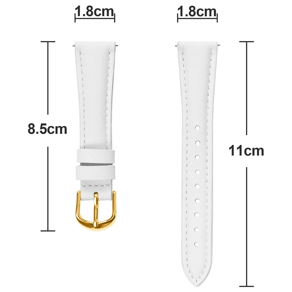 For Garmin Vivoactive 4S 40mm Watch Band Gold Buckle Slim Leather Strap - White - 6