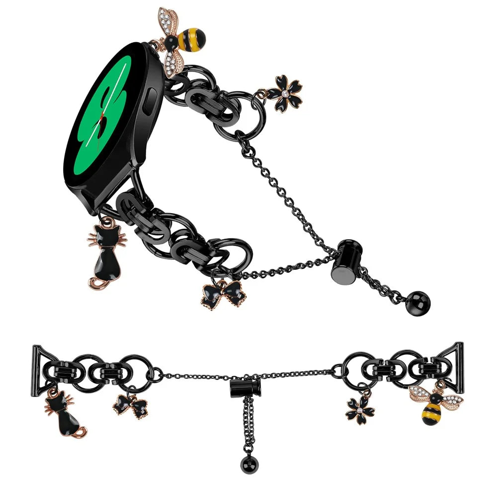 For Realme TechLife Watch S100 Electroplated Metal Alloy Band Single Loop Chain Bracelet Strap - Black - 4