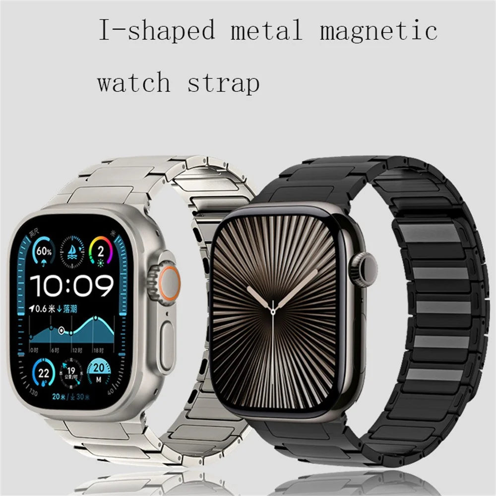 Watch Band for Apple Watch Series 10 9 8 7 SE 6 5 4 3 2 1 42mm 41mm 40mm 38mm Stainless Steel Wrist Strap - Titanium Gold - 4
