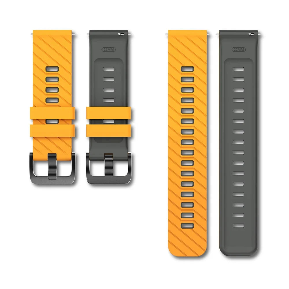 22mm Silicone Strap for Samsung Galaxy Watch3 45mm / Watch 46mm / Huawei Watch GT 5 46mm Dual Color Twill Pattern Watch Band - Yellow / Grey - 5