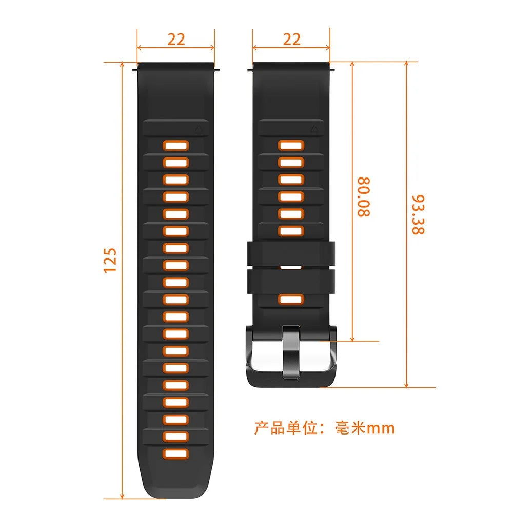 22mm Silicone Strap for Huawei Watch GT 5 46mm  /  5 Pro 46mm  /  Samsung Galaxy Watch3 45mm Dual Color Soft Adjustable Watch Band - Starlight  /  Orange - 6