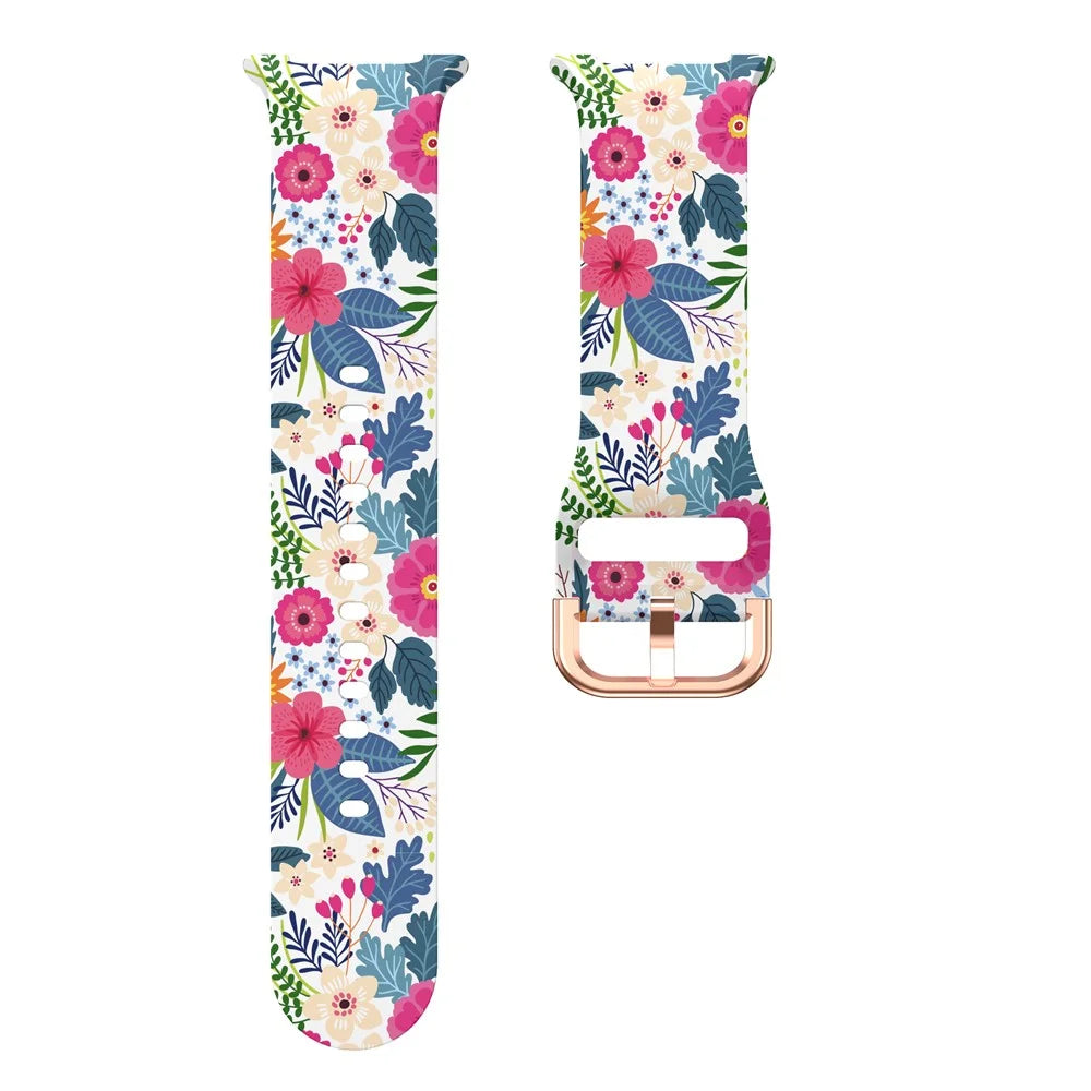 Silicone Strap for Samsung Galaxy Watch8 44mm / 40mm / 8 Classic 46mm Pattern Printing Replacement Watch Band - Flowers - 3