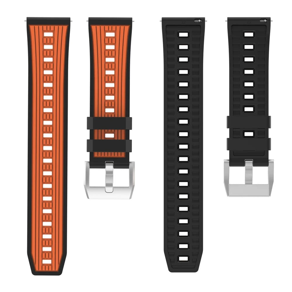 20mm Dual Color Striped Silicone Strap for Samsung Galaxy Watch7 44mm  /  40mm Adjustable Watch Band - Orange+Black - 3
