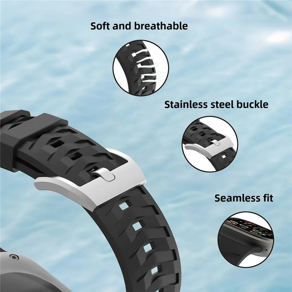 Tire Texture Silicone Strap for Apple Watch Series 11 10 42mm  /  9 8 7 41mm  /  SE3 SE2 SE 6 5 4 40mm  /  3 2 1 38mm Watch Band - Orange+Black - 4