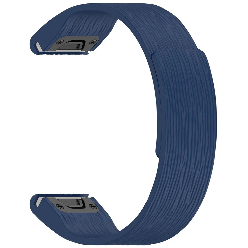 26mm Magnetic Watch Band for Garmin quatix 8 51mm / epix Pro 51mm / Fenix 7X / 7X Pro 51mm Quick Release Silicone Strap Stripe Pattern - Midnight Blue - 2
