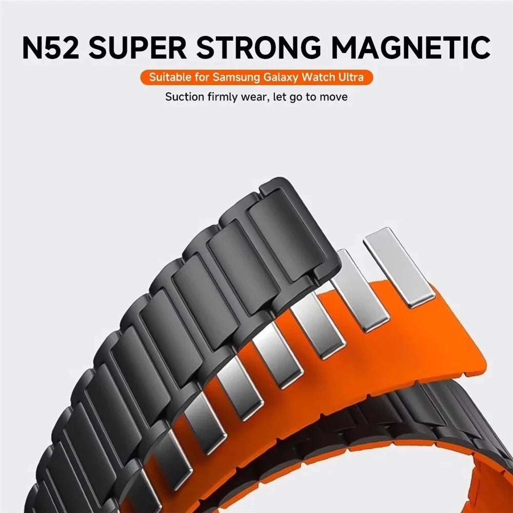 For Huami Amazfit T-Rex Pro A1918 Magnetic Silicone Watch Band Dual Color Adjustable Strap - Black / Orange - 3