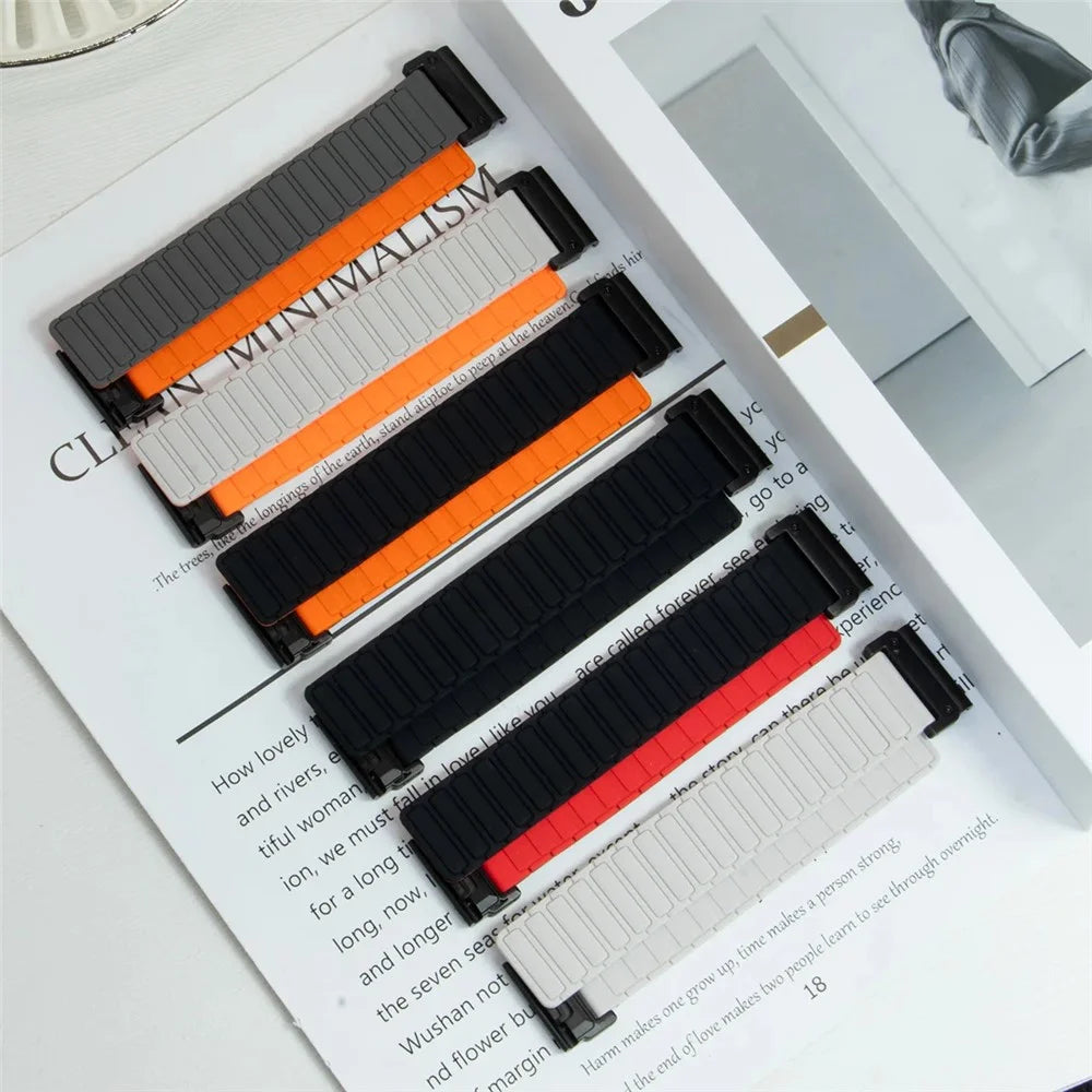 26mm Quick Release Magnetic Silicone Band for Garmin Fenix 8 Pro AMOLED 51mm  /  Fenix 8 51mm  /  Enduro 3  /  Enduro 2 Dual Color Watch Strap - Black  /  Orange - 3