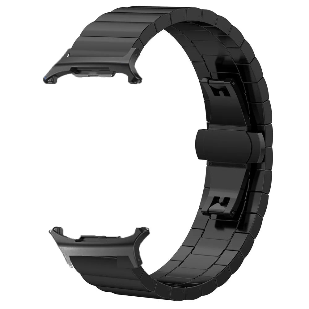 Stainless Steel Watch Band For Samsung Galaxy Watch8 40mm  /  44mm  /  Watch8 Classic 46mm Wrist Strap with Splite Butterfly Clasp - Black - 1