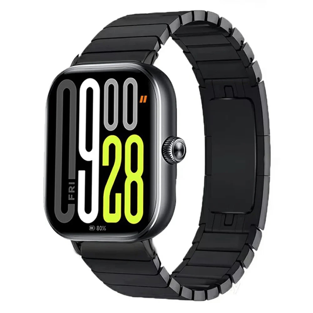 Watch Strap for Xiaomi Smart Band 10 Pro / 9 Pro / 8 Pro / Redmi Watch 6 / 5 / 4 One Bead Stainless Steel Wristband - Black - 2