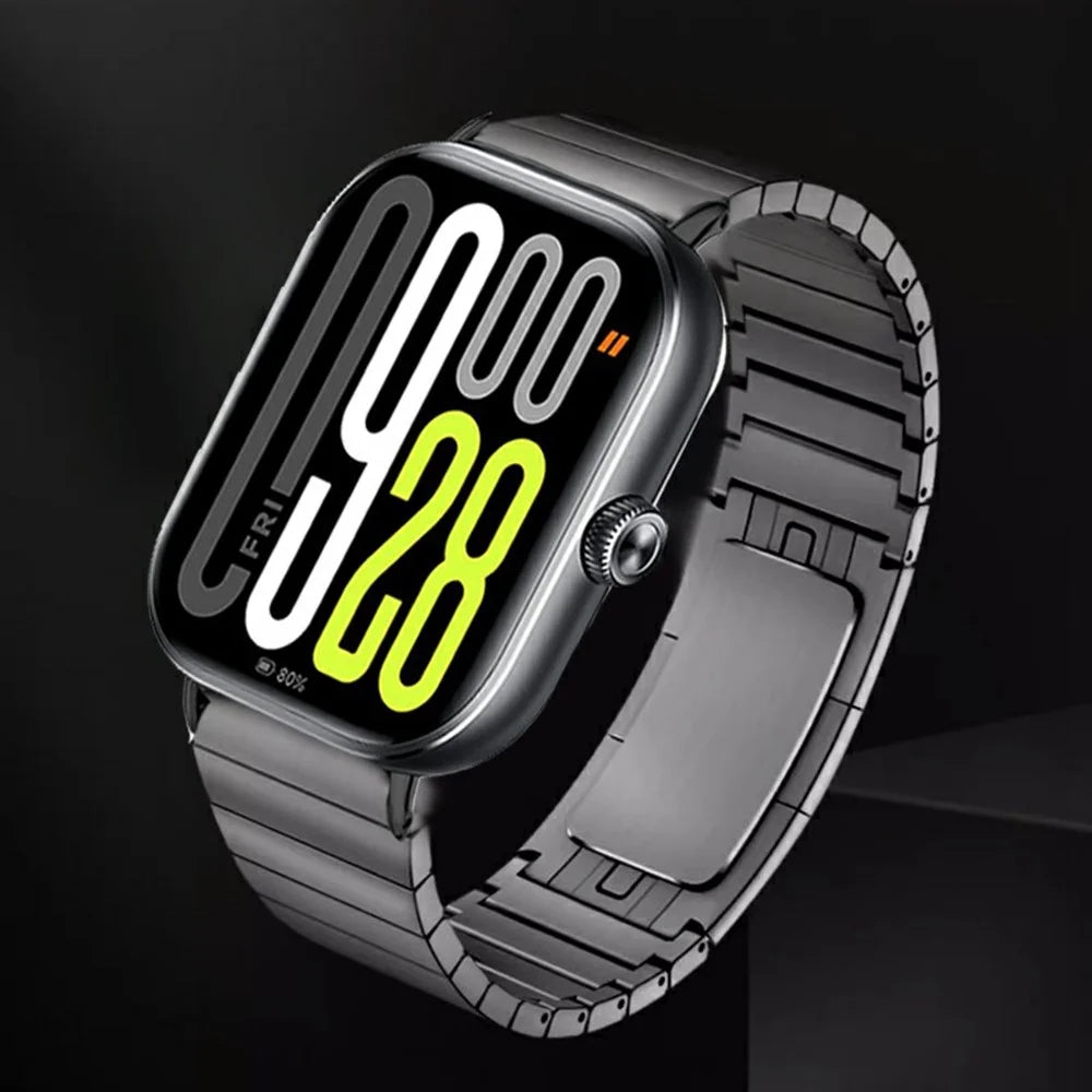 Watch Strap for Xiaomi Smart Band 10 Pro / 9 Pro / 8 Pro / Redmi Watch 6 / 5 / 4 One Bead Stainless Steel Wristband - Black - 6