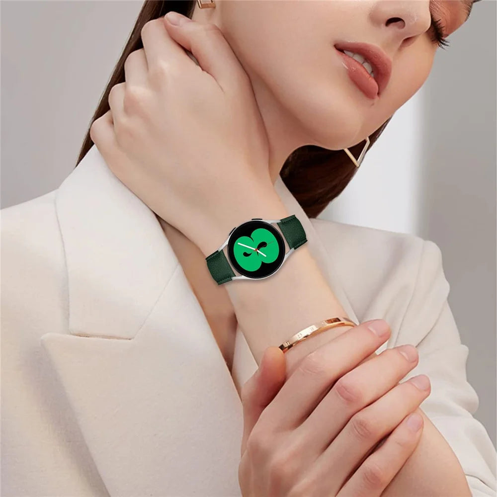 Wrist Strap For Garmin D2 Air X10  /  Bounce  /  vivoactive 5  /  vivomove Trend Genuine Leather Watch Band with Silver Connector Turtle Back Buckle - Green - 3