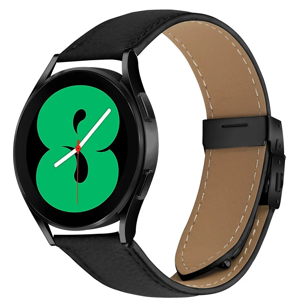 Wrist Strap For Garmin D2 Air X10  /  Bounce  /  vivoactive 5  /  vivomove Trend Genuine Leather Watch Band with Black Connector Turtle Back Buckle - Black - 2
