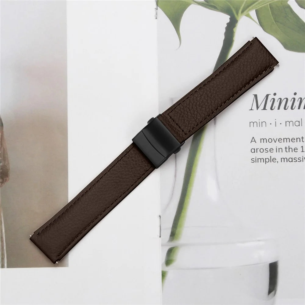 Wrist Strap For Huami Amazfit Active  /  GTR Mini  /  Bip 3 Pro  /  Bip 3 Genuine Leather Watch Band with Black Connector Turtle Back Buckle - Coffee - 5