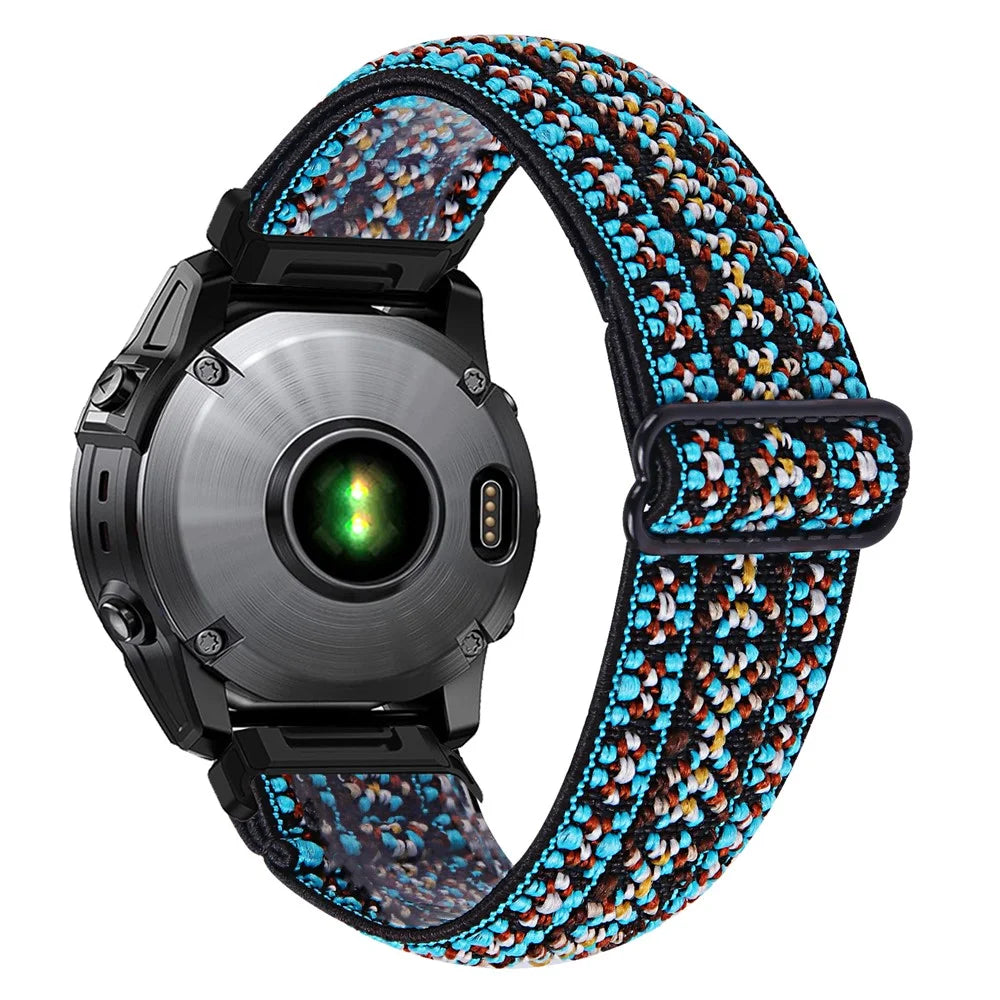 For Garmin Fenix 8 51mm / Fenix 8 Pro AMOLED 51mm Watch Band Pattern Design Nylon Elastic Strap with Black Connector - 4# - 1