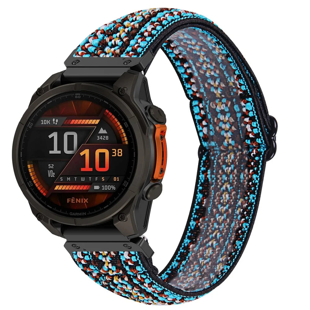 For Garmin Fenix 8 51mm / Fenix 8 Pro AMOLED 51mm Watch Band Pattern Design Nylon Elastic Strap with Black Connector - 4# - 2