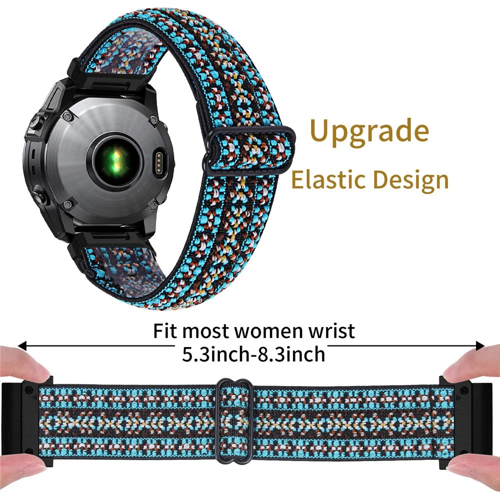 For Garmin Fenix 8 51mm / Fenix 8 Pro AMOLED 51mm Watch Band Pattern Design Nylon Elastic Strap with Black Connector - 4# - 5