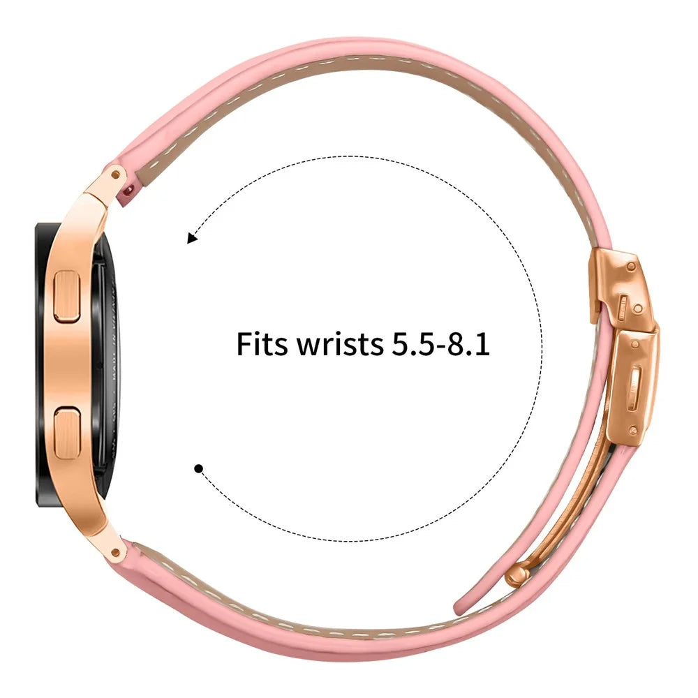 Wrist Strap with Rose Gold Quick Release Connector For Samsung Galaxy Watch7 Genuine Leather Watch Band - Pink - 6