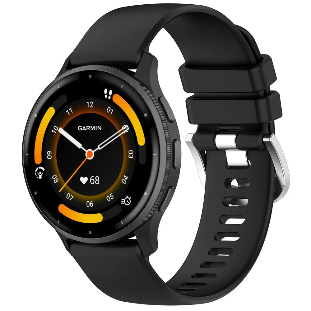 For Garmin Venu 4 41mm Watch Band 18mm Silicone Strap with Steel Buckle - Black - 5