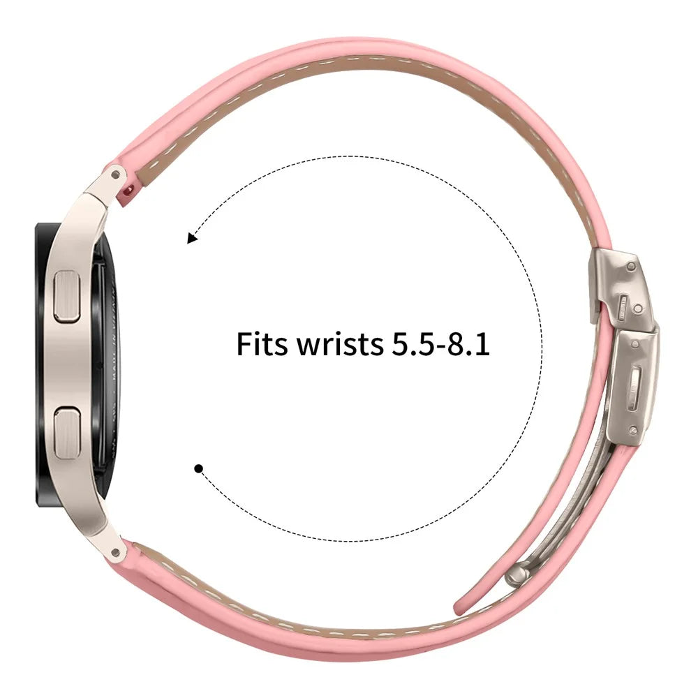 Wrist Strap with Starlight Quick Release Connector For Samsung Galaxy Watch4  /  Watch5 Genuine Leather Watch Band - Pink - 6