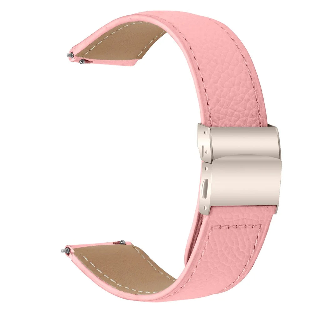Wrist Strap For Withings Steel  /  Misfit Vapor  /  Haylou BLING LS12 Genuine Leather Watch Band with Starlight Connector Turtle Back Buckle - Pink - 1