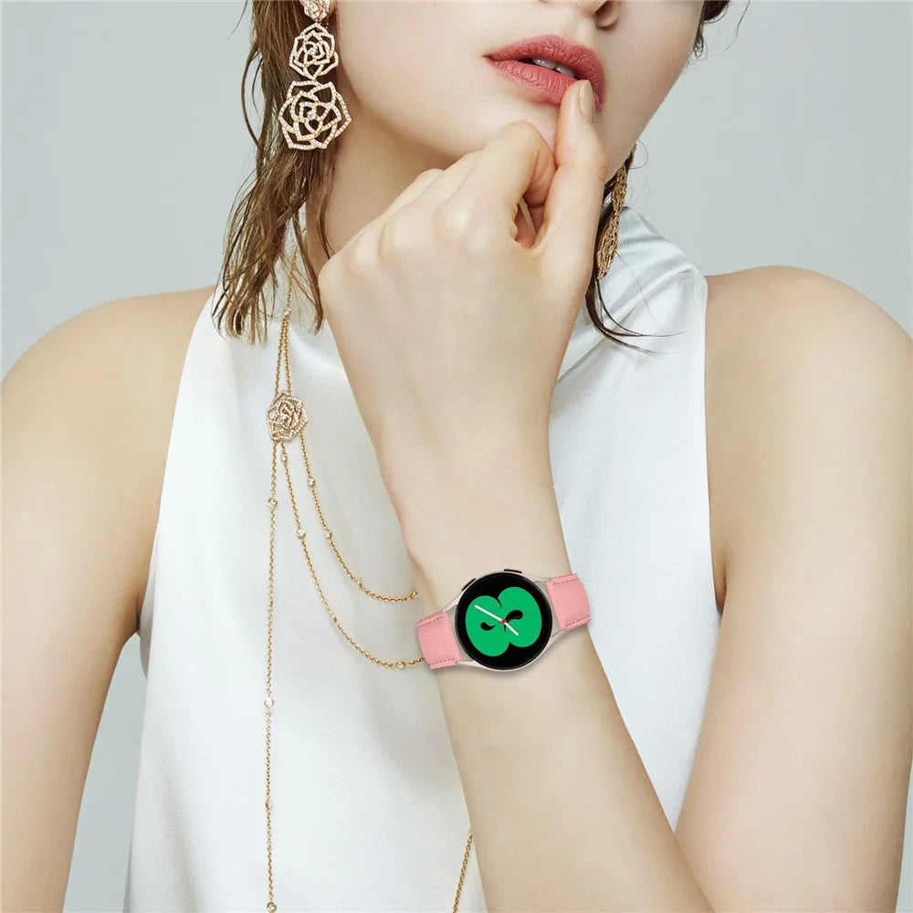 Wrist Strap For Withings Steel  /  Misfit Vapor  /  Haylou BLING LS12 Genuine Leather Watch Band with Starlight Connector Turtle Back Buckle - Pink - 5