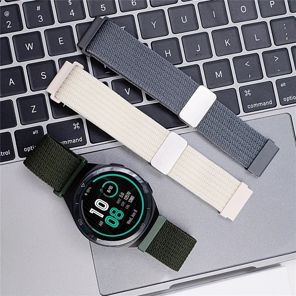 20mm Magnetic Nylon Watch Band for Samsung Galaxy Watch7 / 6 44mm / 40mm / 6 Classic 43mm / 47mm Adjustable Elastic Strap - Orange - 3