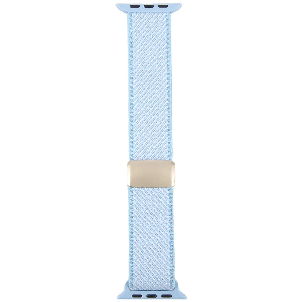 Watch Band For Apple Watch Series 11 10 42mm / 9 8 7 41mm / SE3 SE2 SE 6 5 4 40mm / 3 2 1 38mm , Breathable Nylon Strap with Magnetic Buckle - Sky Blue + White - 3