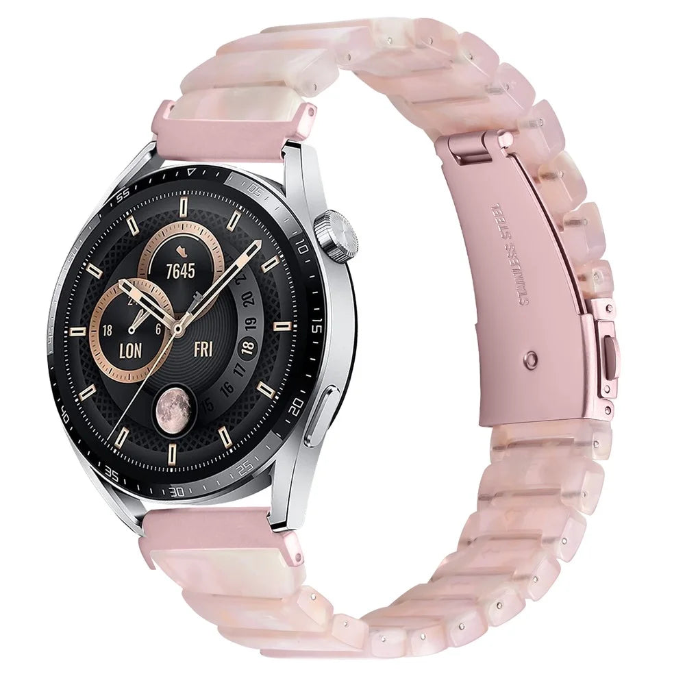 Watch Band For TicWatch Pro X / Pro 3 Lite / Pro 3 , 1-Bead Acrylic Resin Waterproof Bracelet - Pink Brown / Pink Buckle - 3