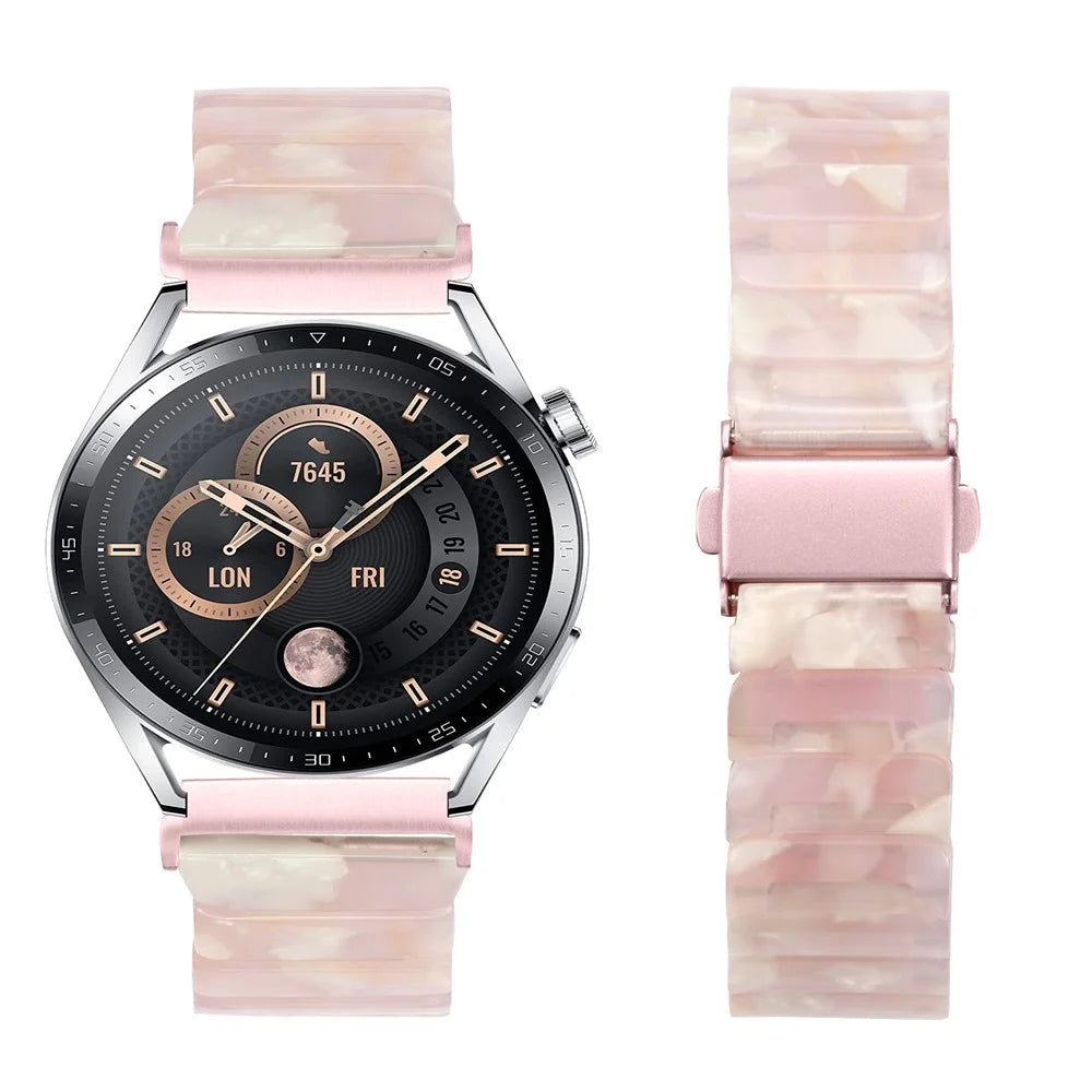 Watch Band For Mibro Watch Lite2 / Haylou Solar Plus LS16 / Solar Lite 1-Bead Acrylic Resin Waterproof Bracelet - Pink Brown / Pink Buckle - 2