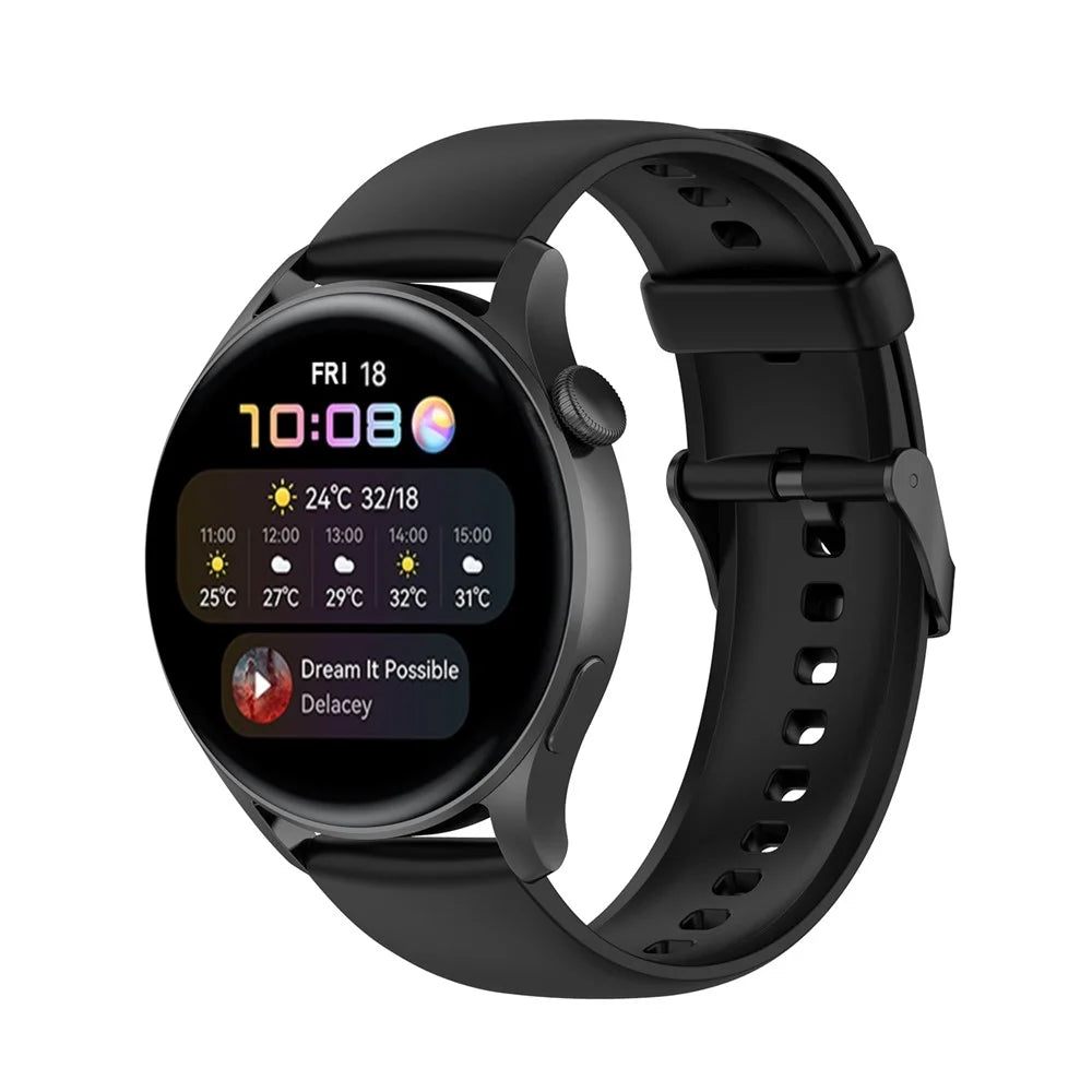 For Realme Watch 3 / Huawei Watch 3 / 3 Pro Watch Band 22mm Silicone Replacement Strap  - Black - 2