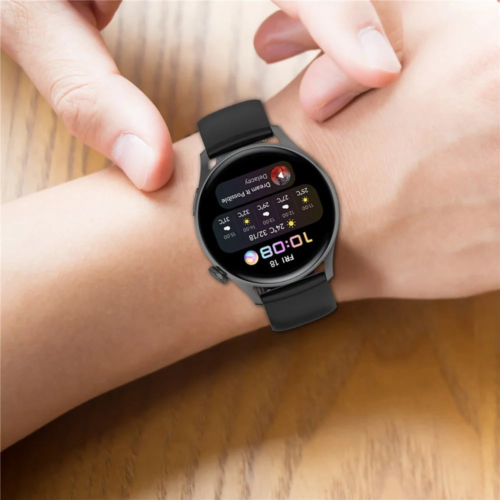 For Realme Watch 3 / Huawei Watch 3 / 3 Pro Watch Band 22mm Silicone Replacement Strap  - Black - 6