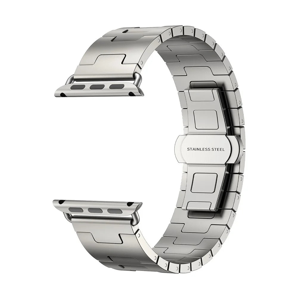 Watch Strap For Apple Watch Ultra 3 2 1 49mm / Series 11 10 46mm / 9 8 7 45mm / SE3 SE2 SE 6 5 4 44mm / 3 2 1 42mm H-Type Titanium Alloy Band with Butterfly Clasp - Titanium - 2