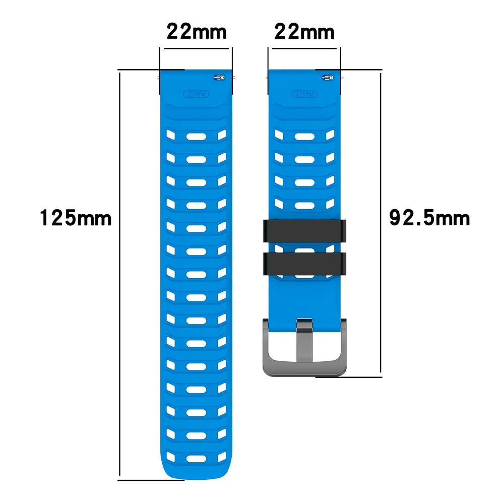 22mm Watch Band For Garmin Forerunner 570 47mm  /  Forerunner 970  /  265  /  255  /  745 Mechanical Design Breathable Silicone Strap - Black  /  Blue - 5